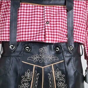 Mens Lederhosen Black Bavarian Lederhosen Shorts Mens Oktoberfest Costumes NWT